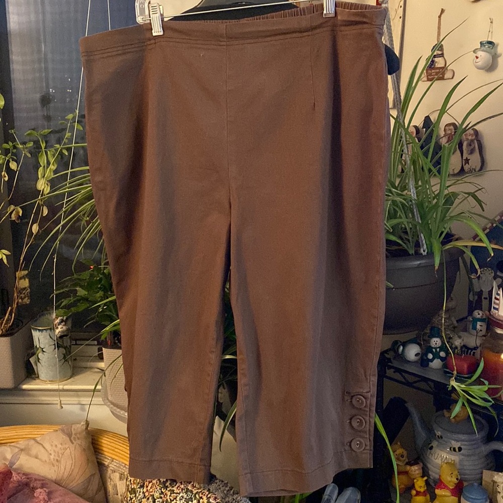 Denim & Company (d & co) Capri Pants, Brown, 2X, EUC